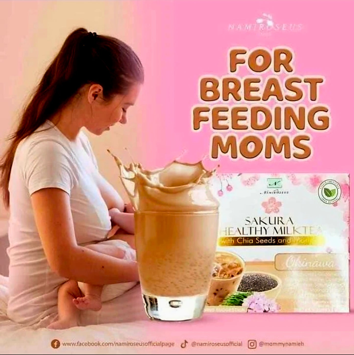 Namiroseus SAKURA HEALTHY THAI MILK TEA with CHIA Seeds & MORINGA 21g x 10-sachets