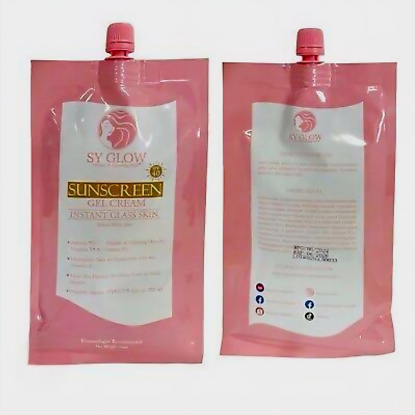 SY GLOW SUNSCREEN Gel Cream Instant Glass Skin SPF40 50ml Resealable Pouch