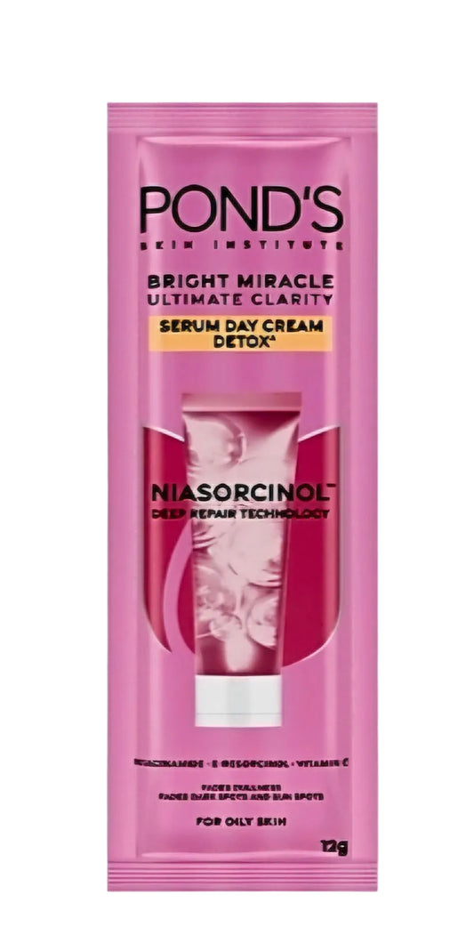 POND'S Bright Miracle Serum Day Cream Detox NIASORCINOL DEEP REPAIR 12g (Travel Size Sachet)