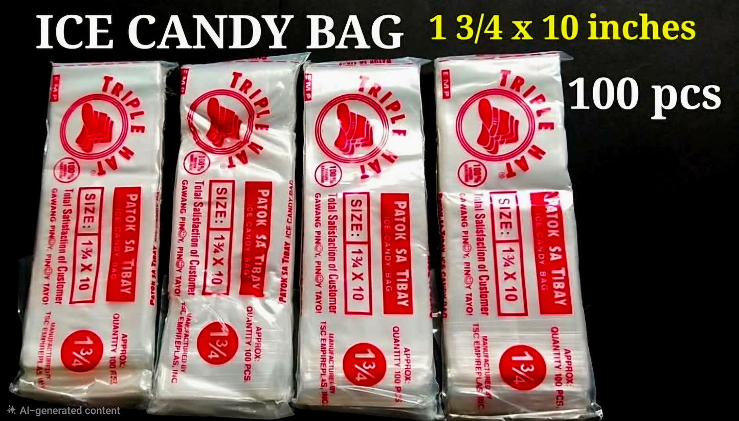 Triple Hat ICE CANDY BAG 100-sheets pack size: W: 1¾" x L: 10"