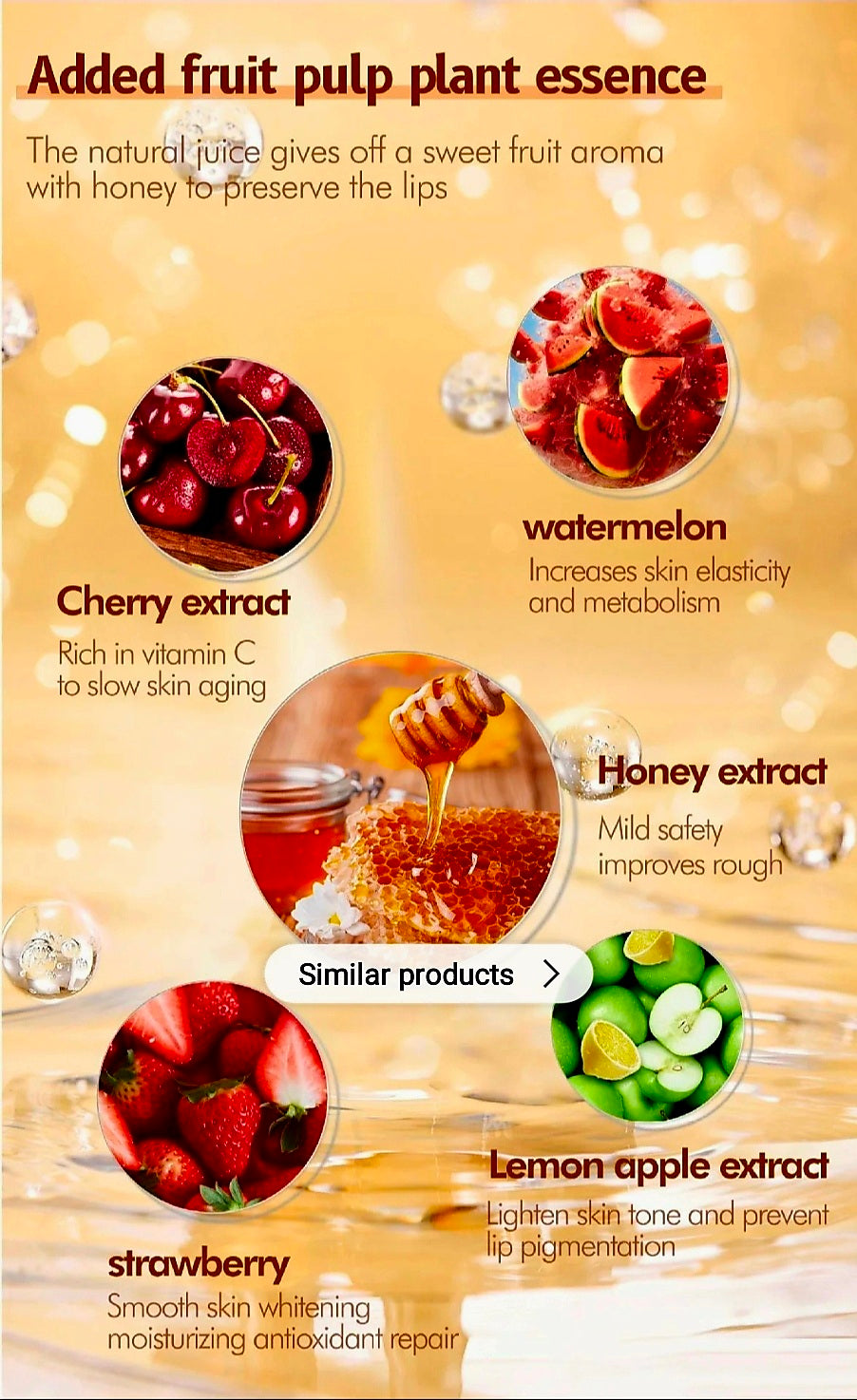 CC Glam & Beauty (CHERRY) Propolis Beewax LIP MASK in HONEYPOT with Hygienic Lip Applicator 5g