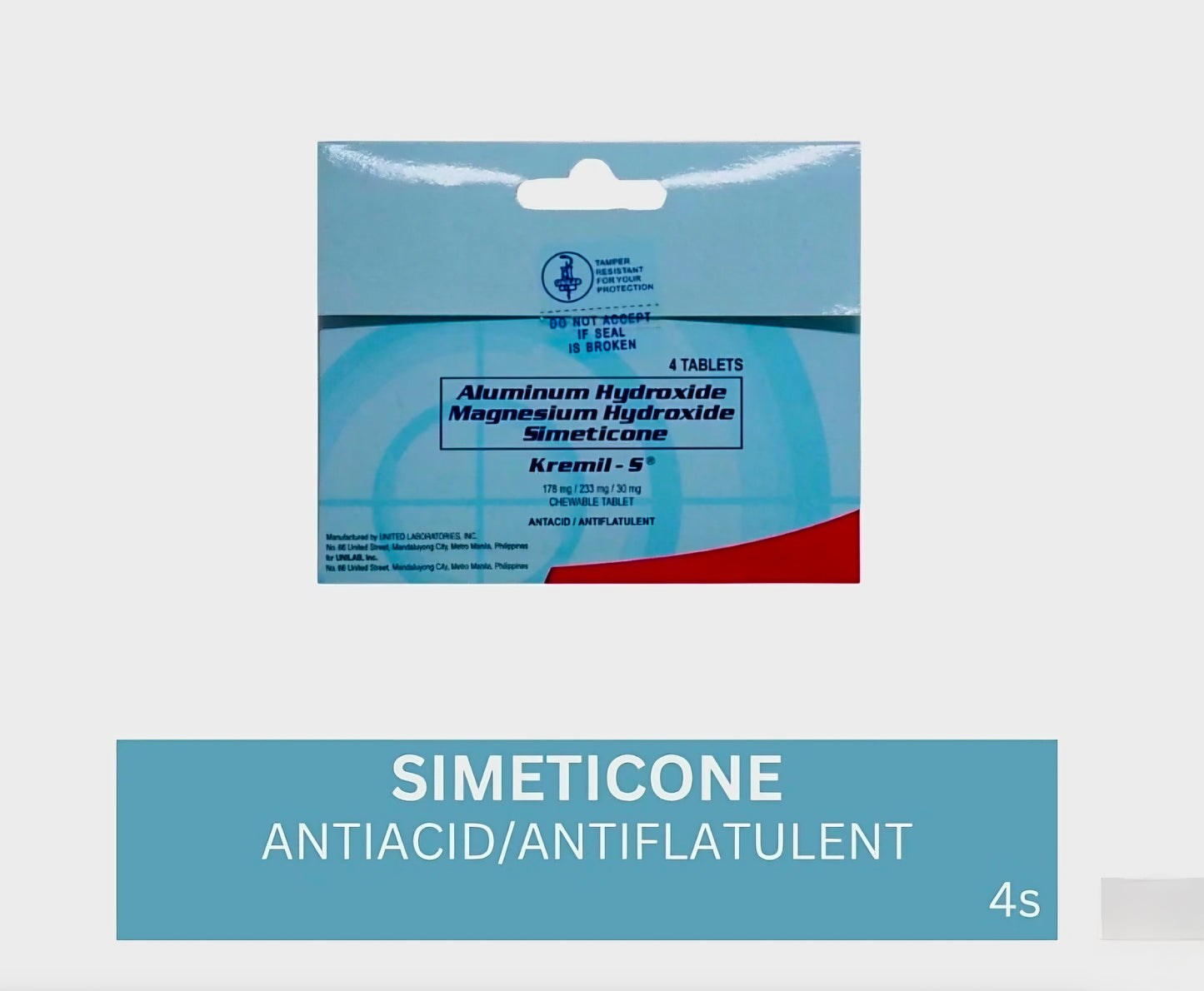 KREMIL-S Antacid Chewable Tablets (4-Tablet Travel Pack)