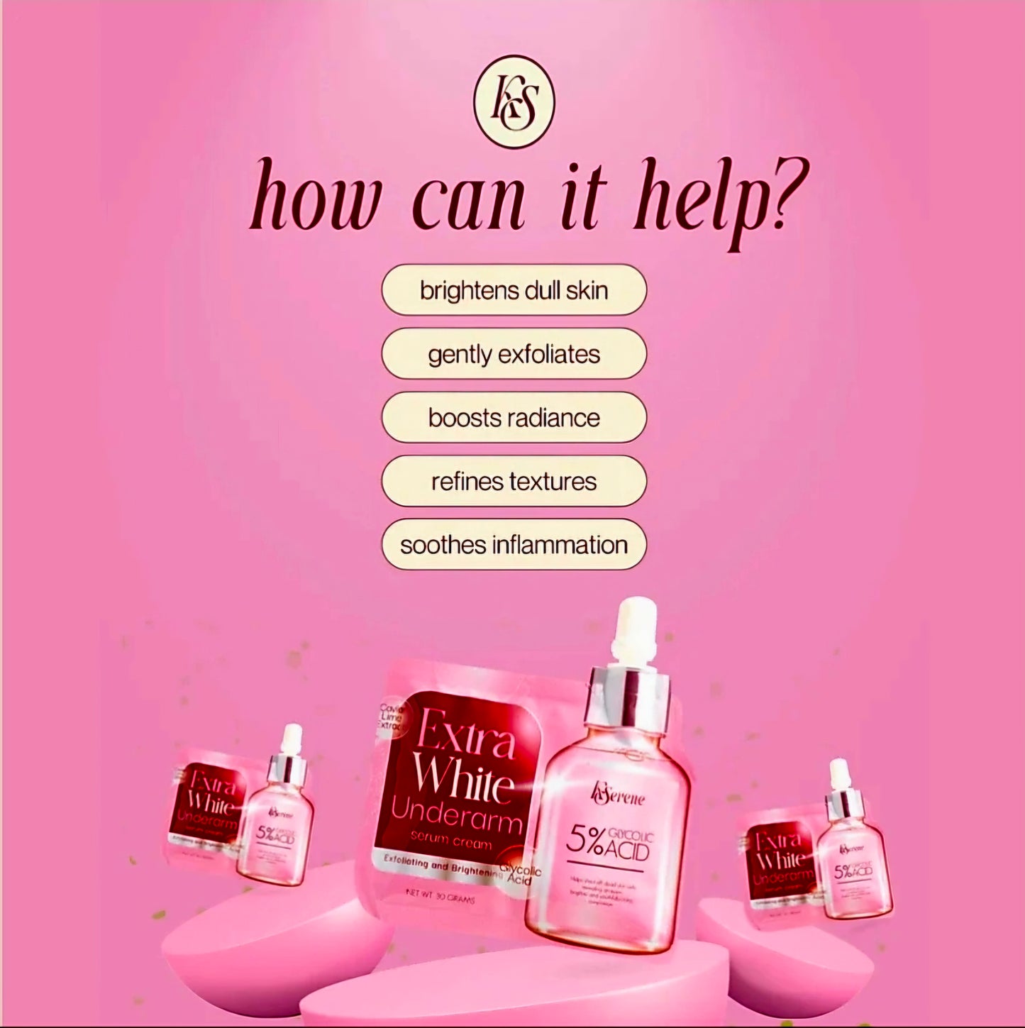 KSerene Extra White Underarm Serum Cream 5% Glycolic Acid 30g (Sensitive Skin)