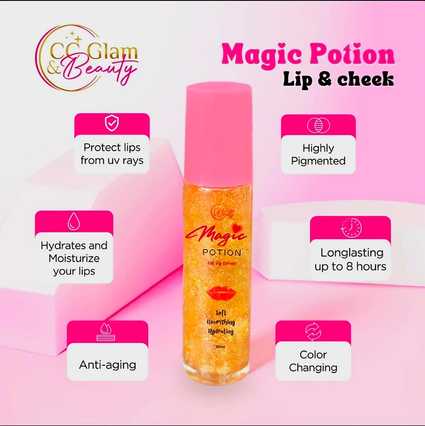 MAGIC POTION SERUM  24K Lip & Cheek Tint Roller by CC Glam & Beauty