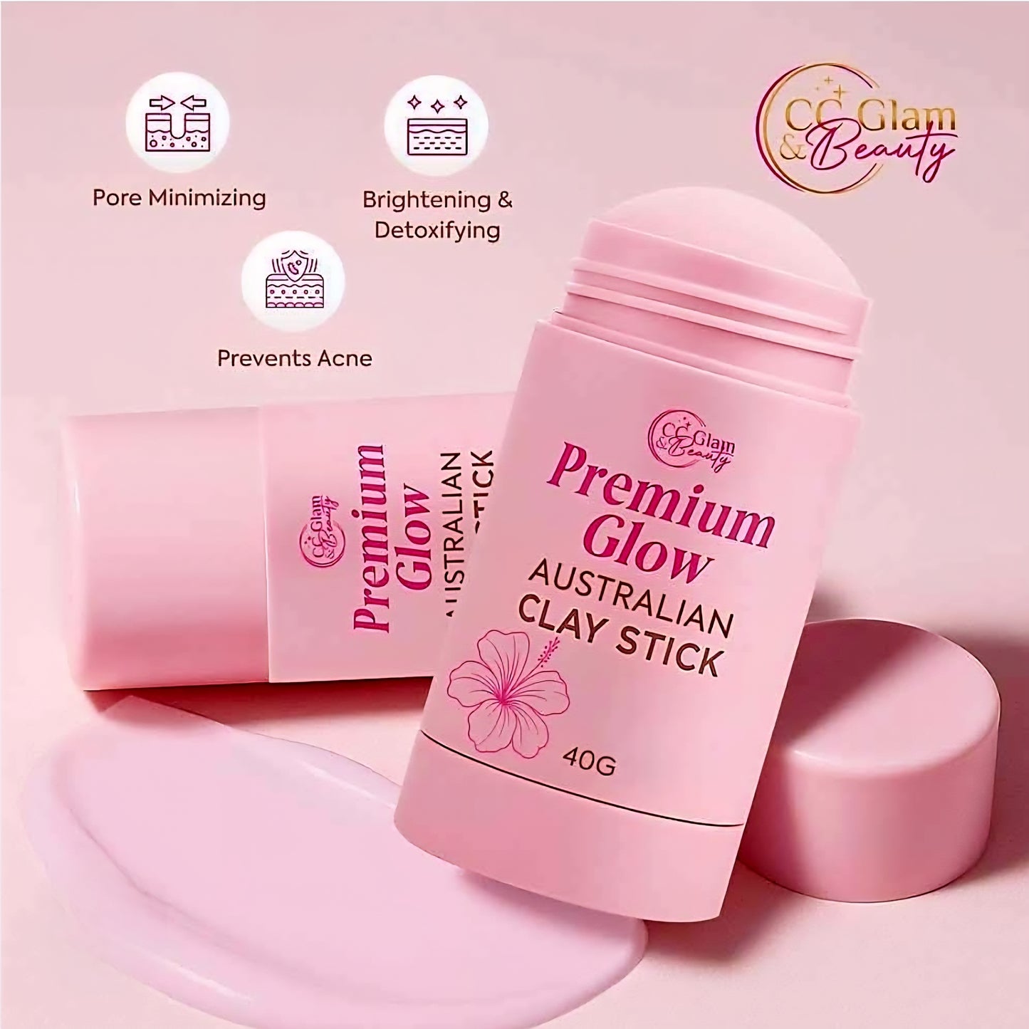 Premium Glow AUSTRALIAN CLAY STICK by CC Glam & Beauty 40g