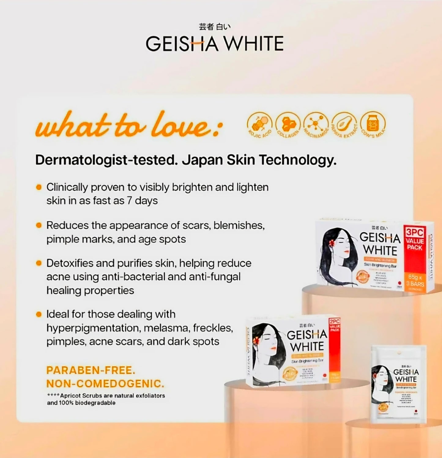GEISHA WHITE Intense Scar & Blemish Lightening Soap 65g