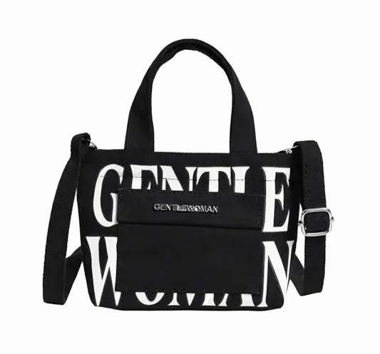 GENTLE WOMEN CUTE TINY Sling Tote Bag with Front Pocket BLACK