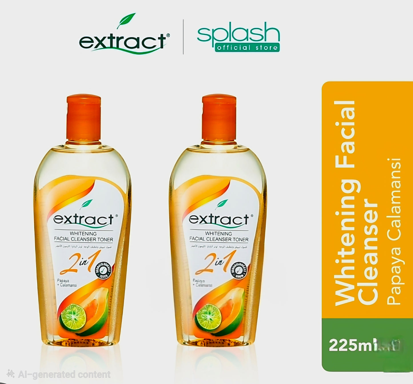 Extract 2-in-1 Papaya+Calamansi Whitening Facial Cleanser Toner 225ml