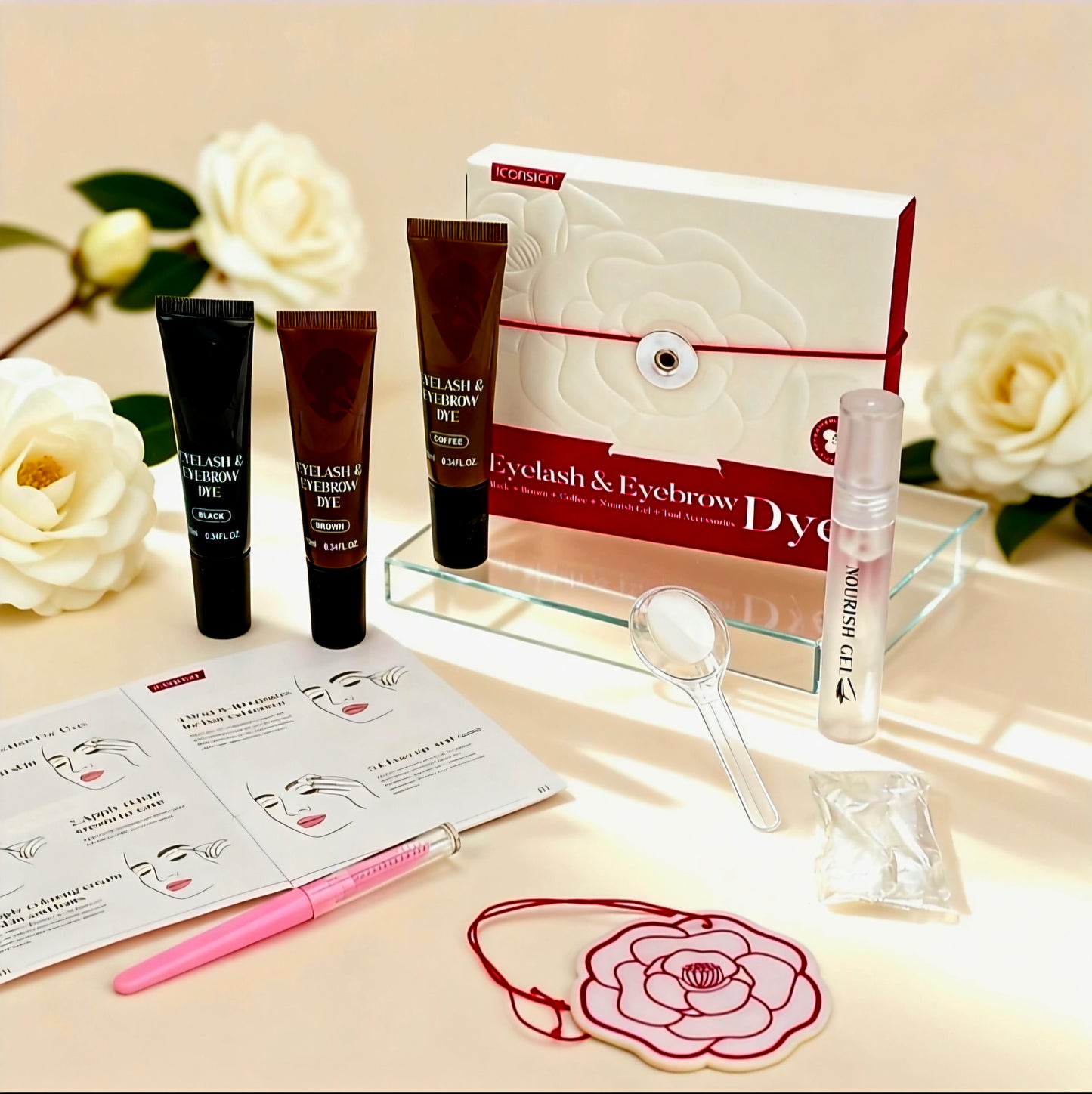 Iconsign DIY EYELASH & EYEBROW DYE SET with 3 Colours (Black, Brown, Coffee)