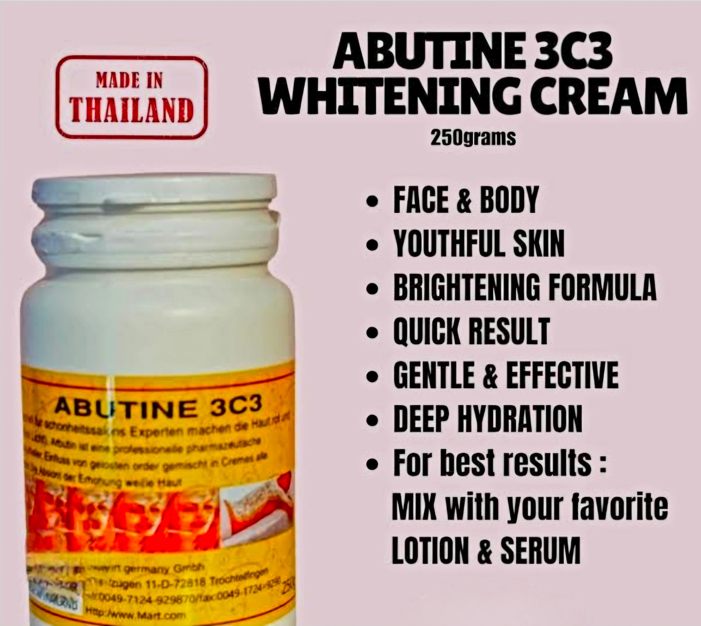 Abutine 3C3 Whitening Cream 250g