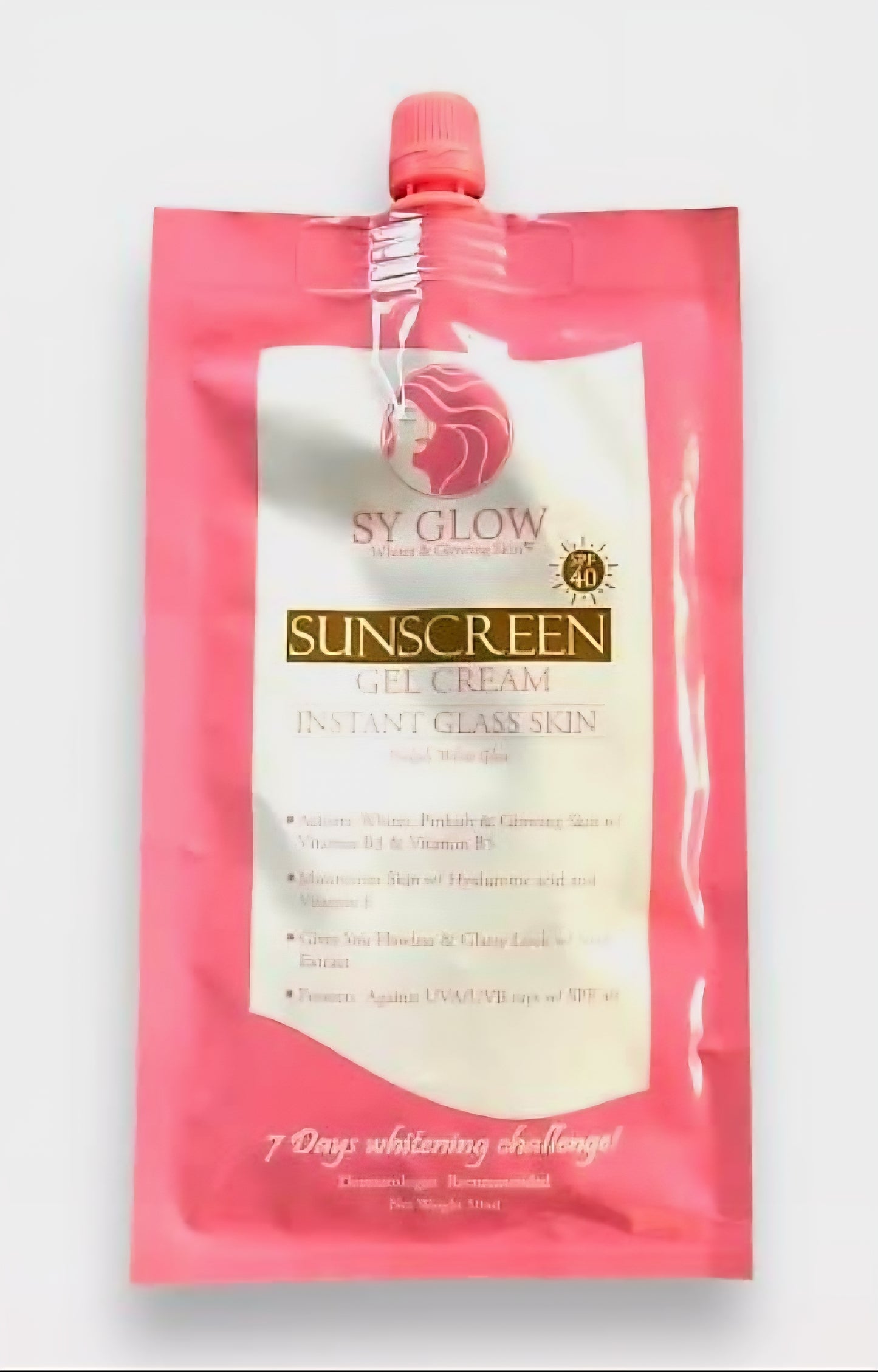 SY GLOW SUNSCREEN Gel Cream Instant Glass Skin SPF40 50ml Resealable Pouch