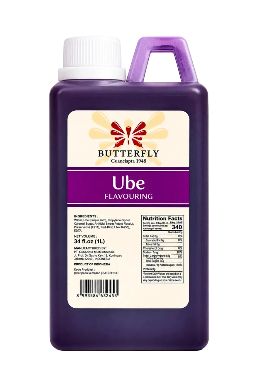 BUTTERFLY UBE FLAVOURING CONCENTRATE 1-LITRE COMMERCIAL USE (07/06/29)