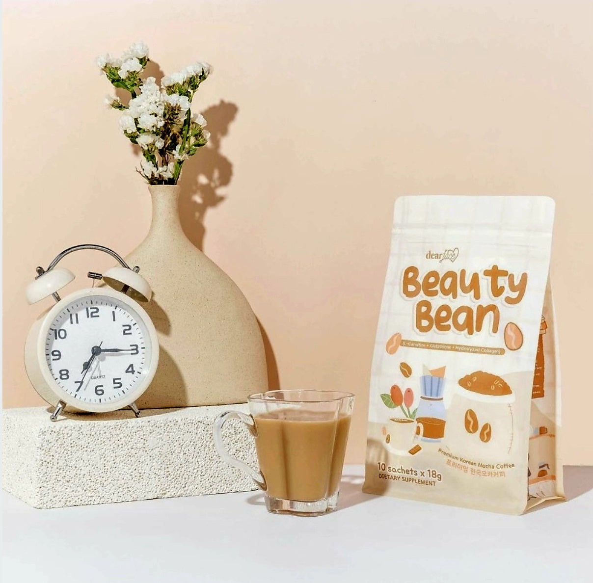 DearFace BEAUTY BEAN Premium Korean Mocha  Coffee 18g×10sachets