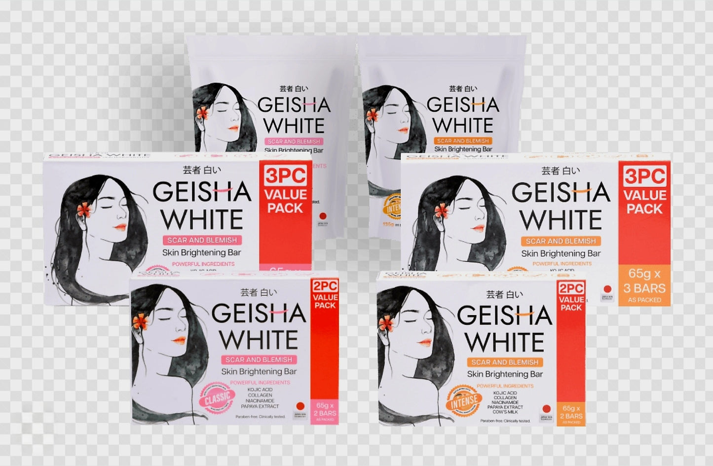 GEISHA WHITE CLASSIC Scar & Blemish Skin Brightening Bar TWINPACK 65g×2bars