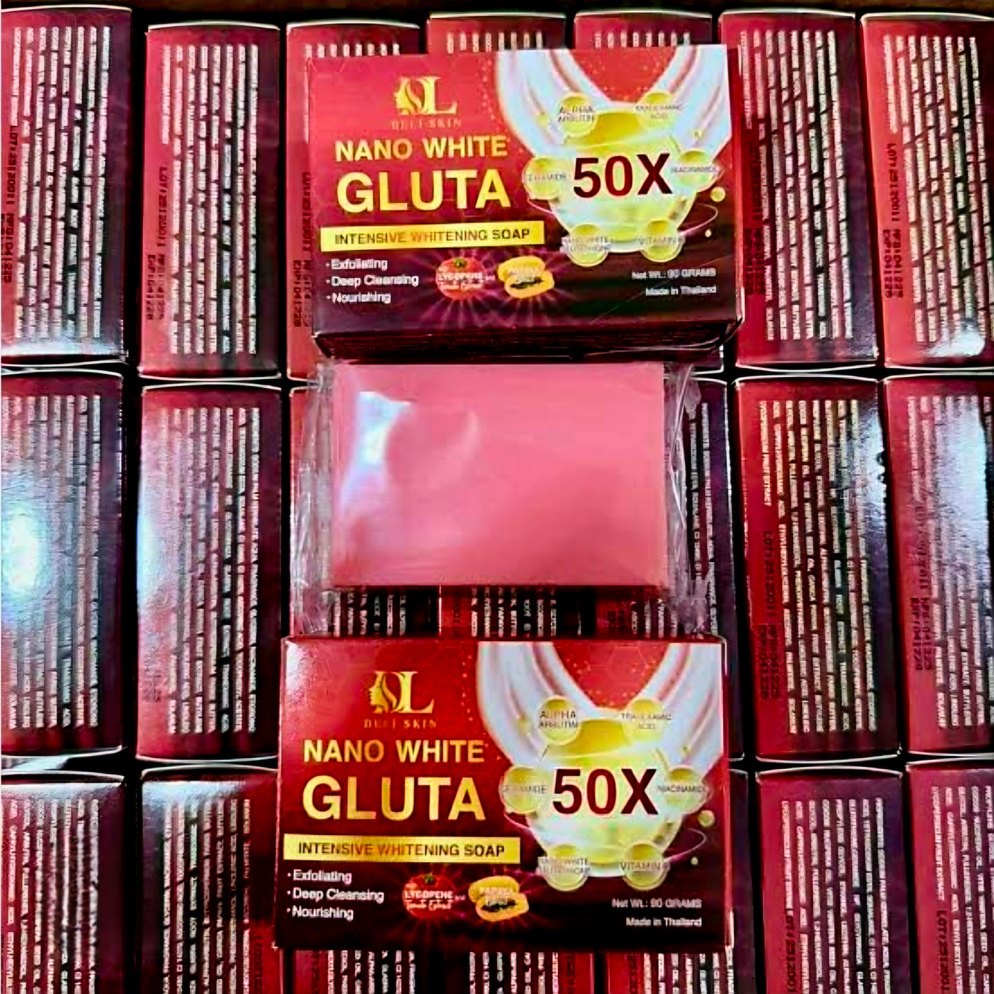 DL NANO WHITE GLUTA 50X Intensive Whitening Soap 90g Lycopene+Papaya