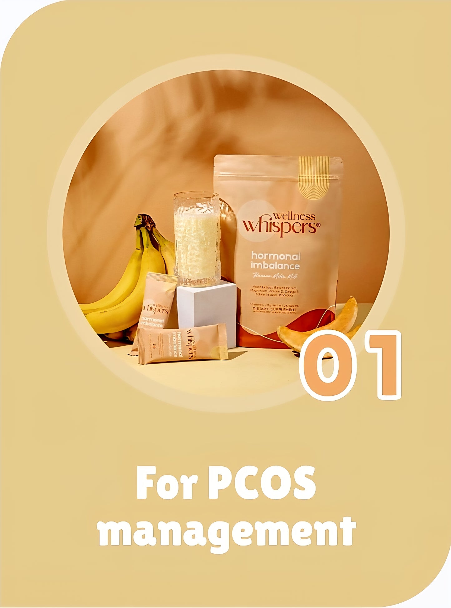 Wellness Whispers PCOS & PERIOD MANAGEMENT Dietary Supplement BANANA MELON MILK 21g×10 sachets
