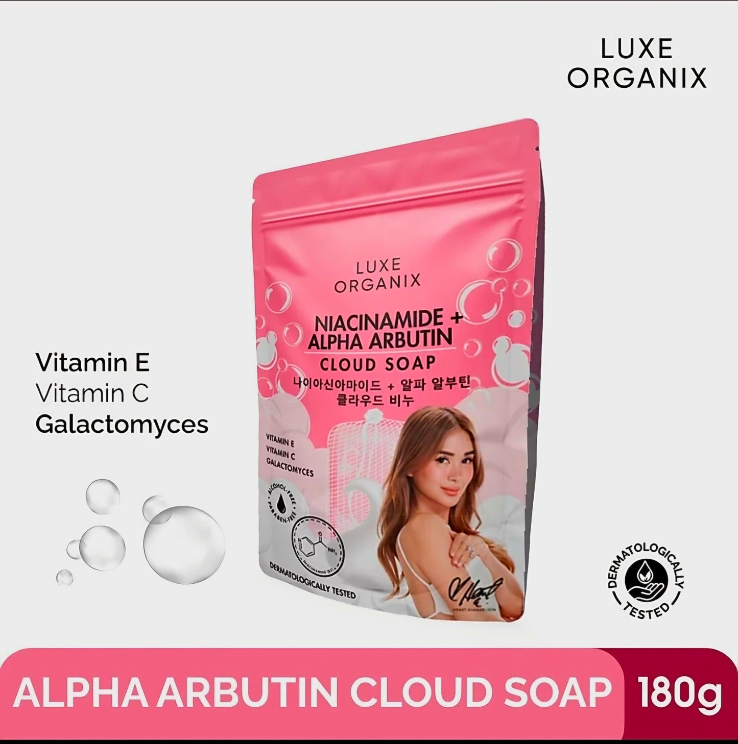 Luxe Organix NIACINAMIDE ALPHA ARBUTIN Cloud Soap (Foaming Net) 180g SINGLE PACK