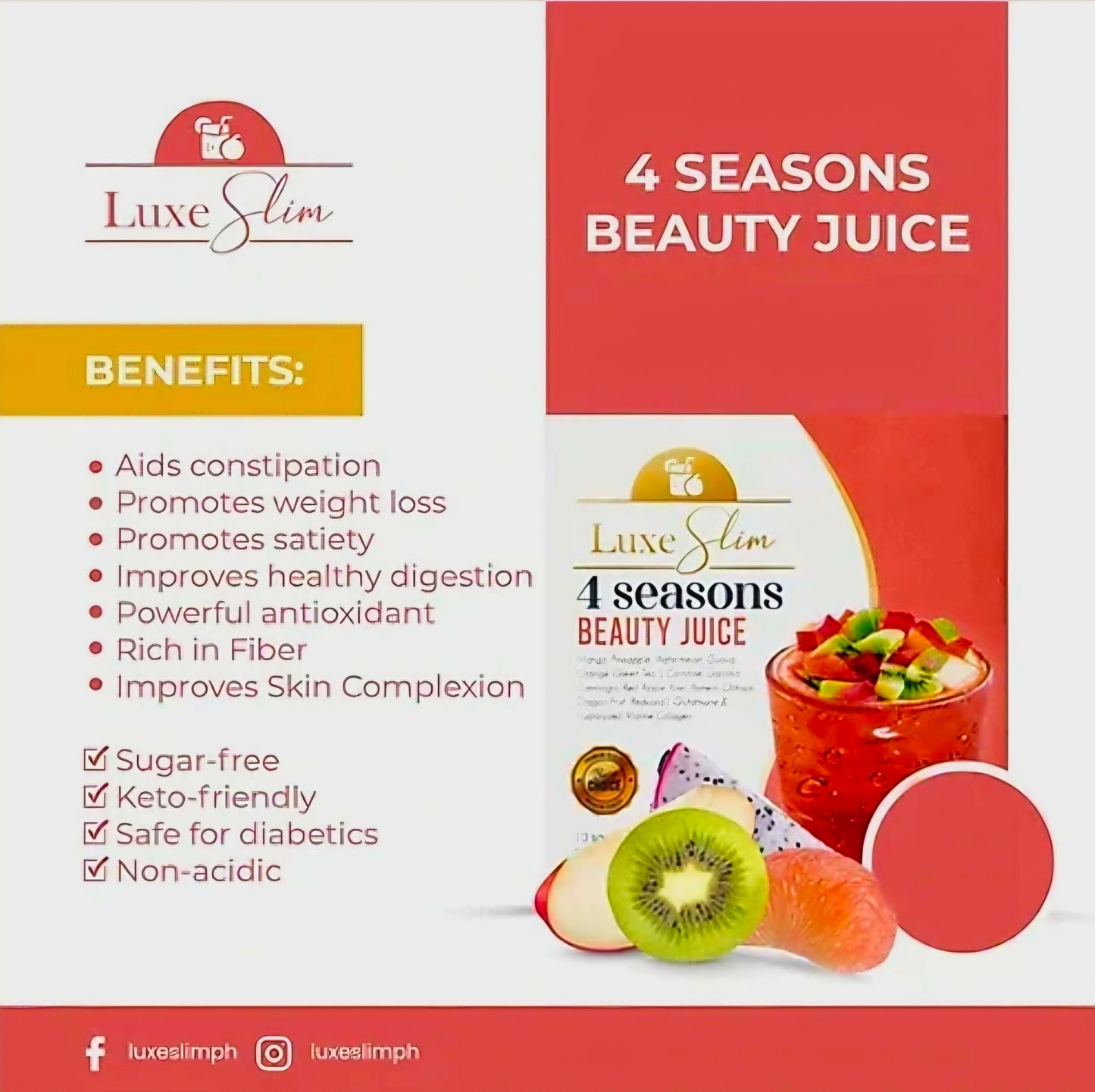 Luxe Slim 4-SEASONS BEAUTY Juice 21g × 8-sachets Herbal Drink Mix