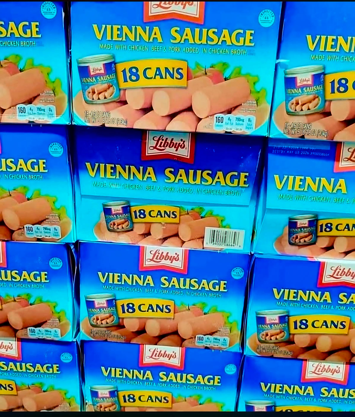 LIBBY'S VIENNA SAUSAGE 130G×18-CANS  EASY-OPEN CAN FULL BOX (31/05/28) MADE IN USA