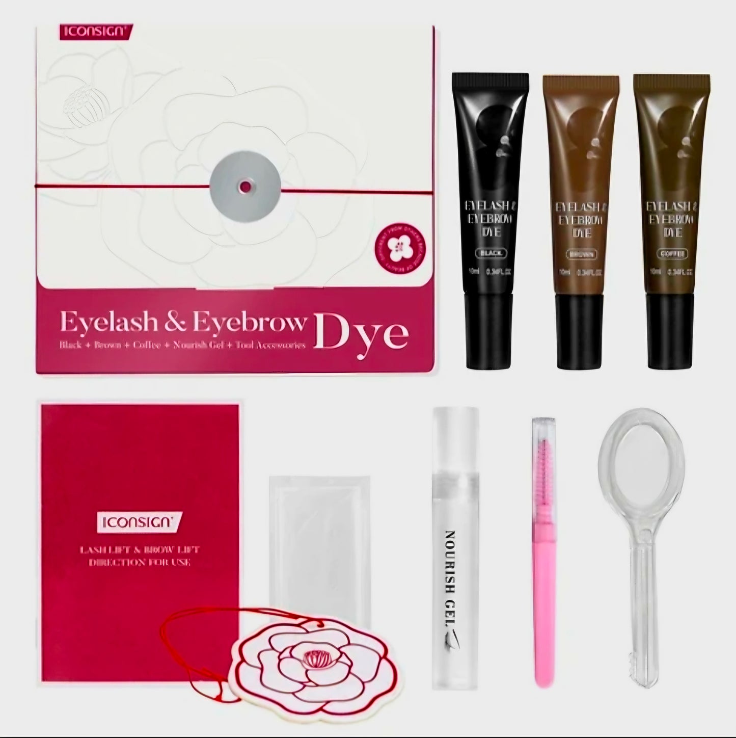 Iconsign DIY EYELASH & EYEBROW DYE SET with 3 Colours (Black, Brown, Coffee)