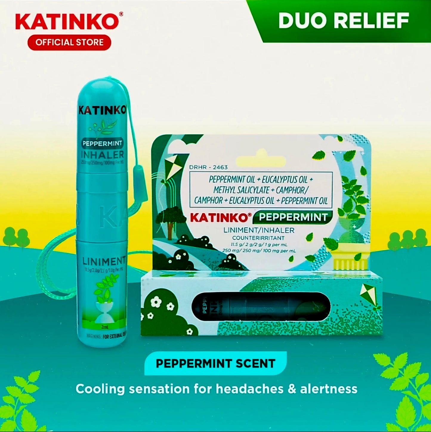 KATINKO PEPPERMINT DUO-RELIEF LINIMENT + INHALER IN ONE