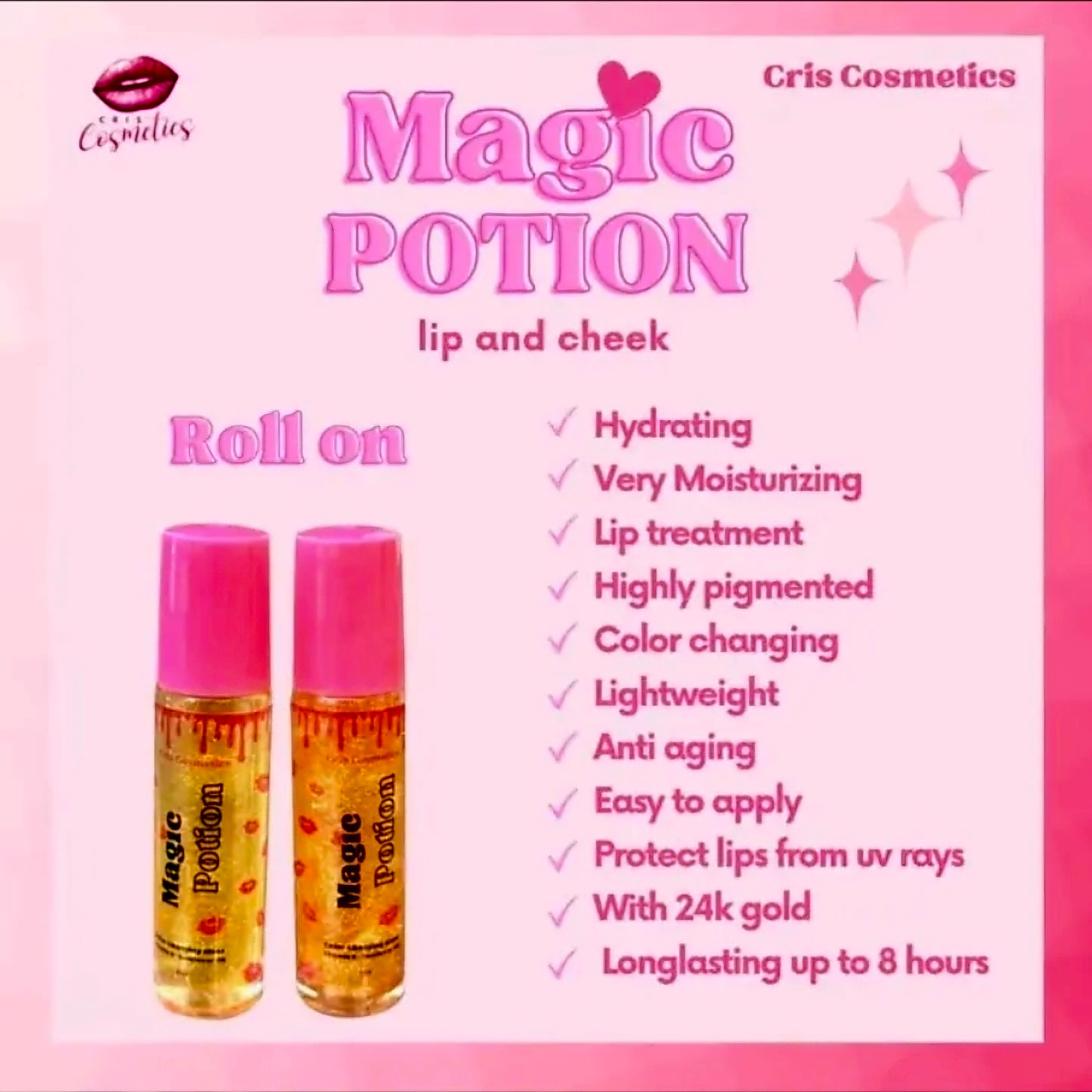 MAGIC POTION SERUM  24K Lip & Cheek Tint Roller by CC Glam & Beauty