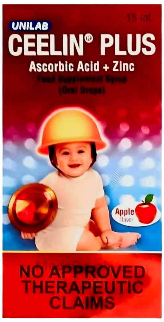CEELIN PLUS Ascorbic Acid plus ZINC Oral Drops 15ml (for Ages 2 Years Old & Up) APPLE FLAVOR