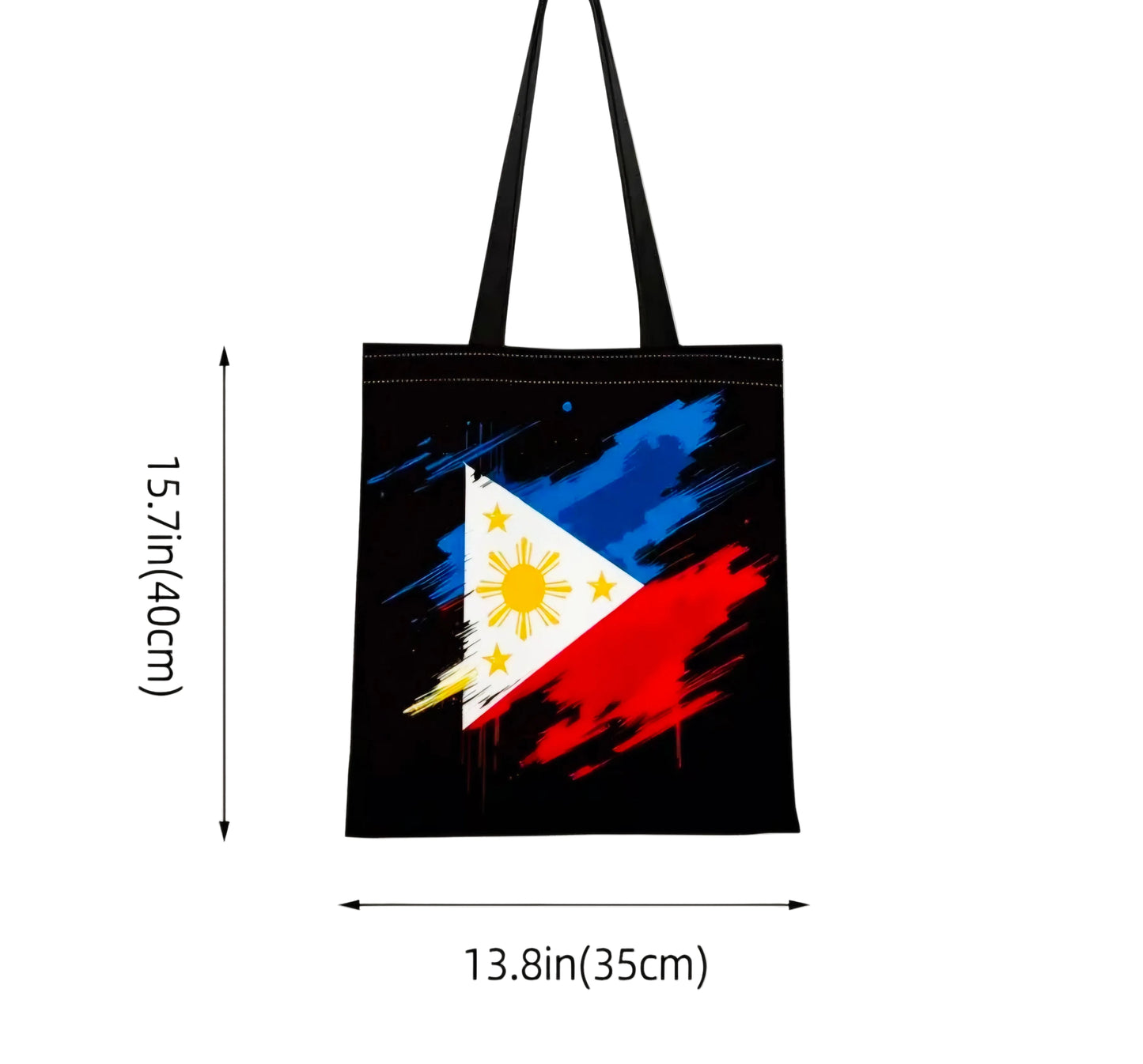 PHILIPPINES FLAG Canvas Tote Bag BLACK ABSTRACT