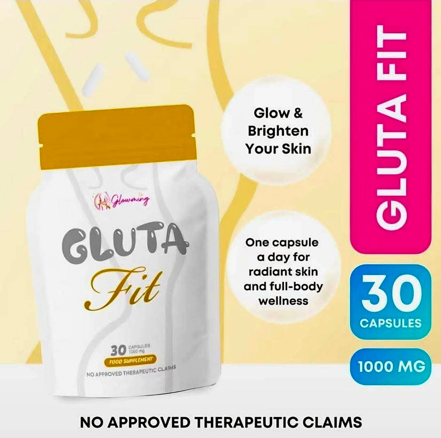 Glowming GLUTA FIT Capsules by CC GLAM & BEAUTY 1000mg x 30-capsules