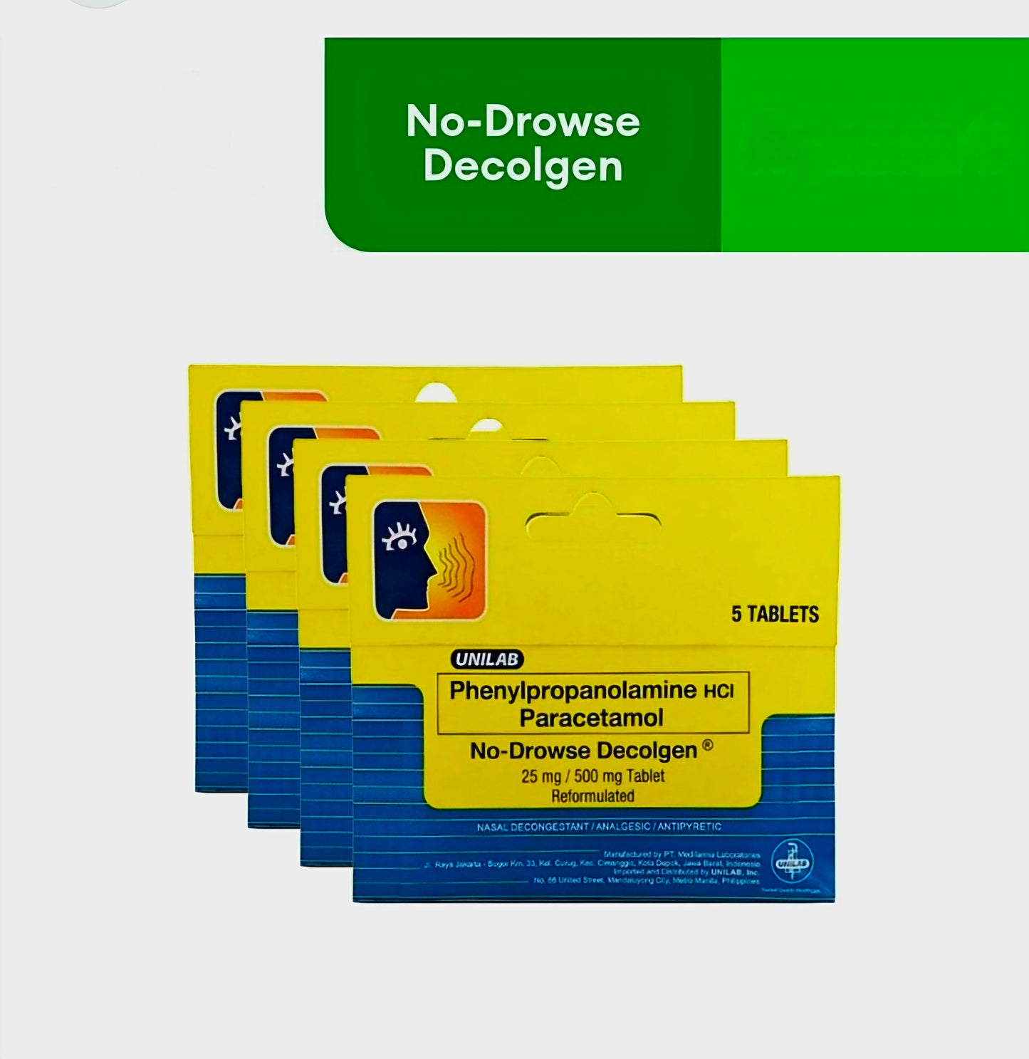 DECOLGEN No-Drowse 500mg 5-Tablets (TRAVEL PACK)