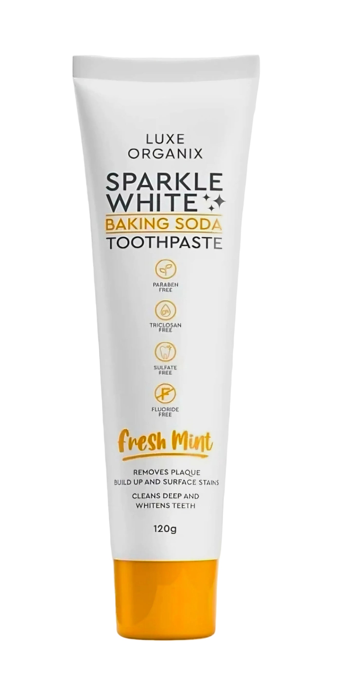 Luxe Organix SPARKLE WHITE BAKING SODA TOOTHPASTE Fresh Mint 120g
