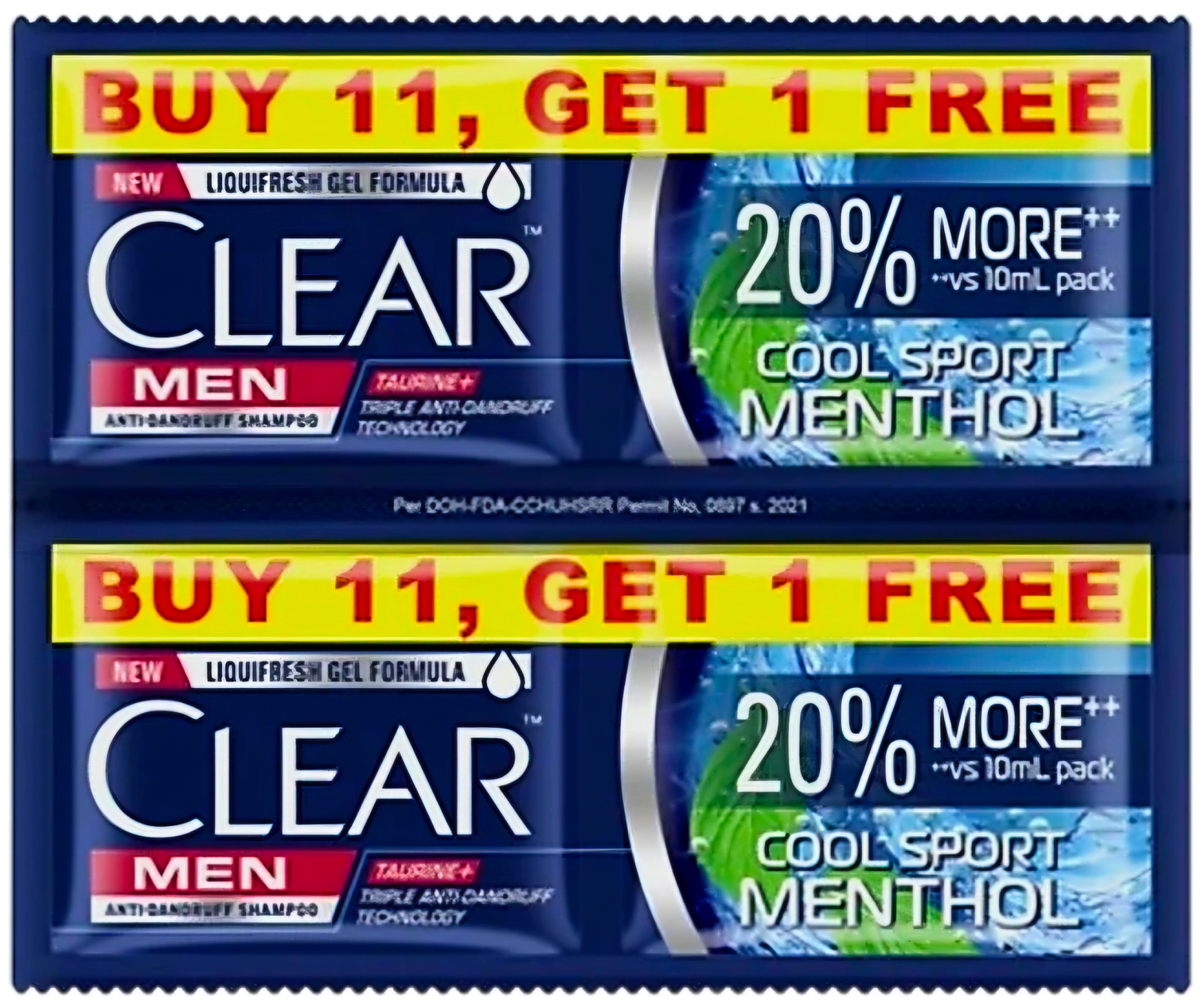 CLEAR MEN COOL SPORTS MENTHOL ANTI-DANDRUFF SHAMPOO 10ML×12 HANGER-SACHETS