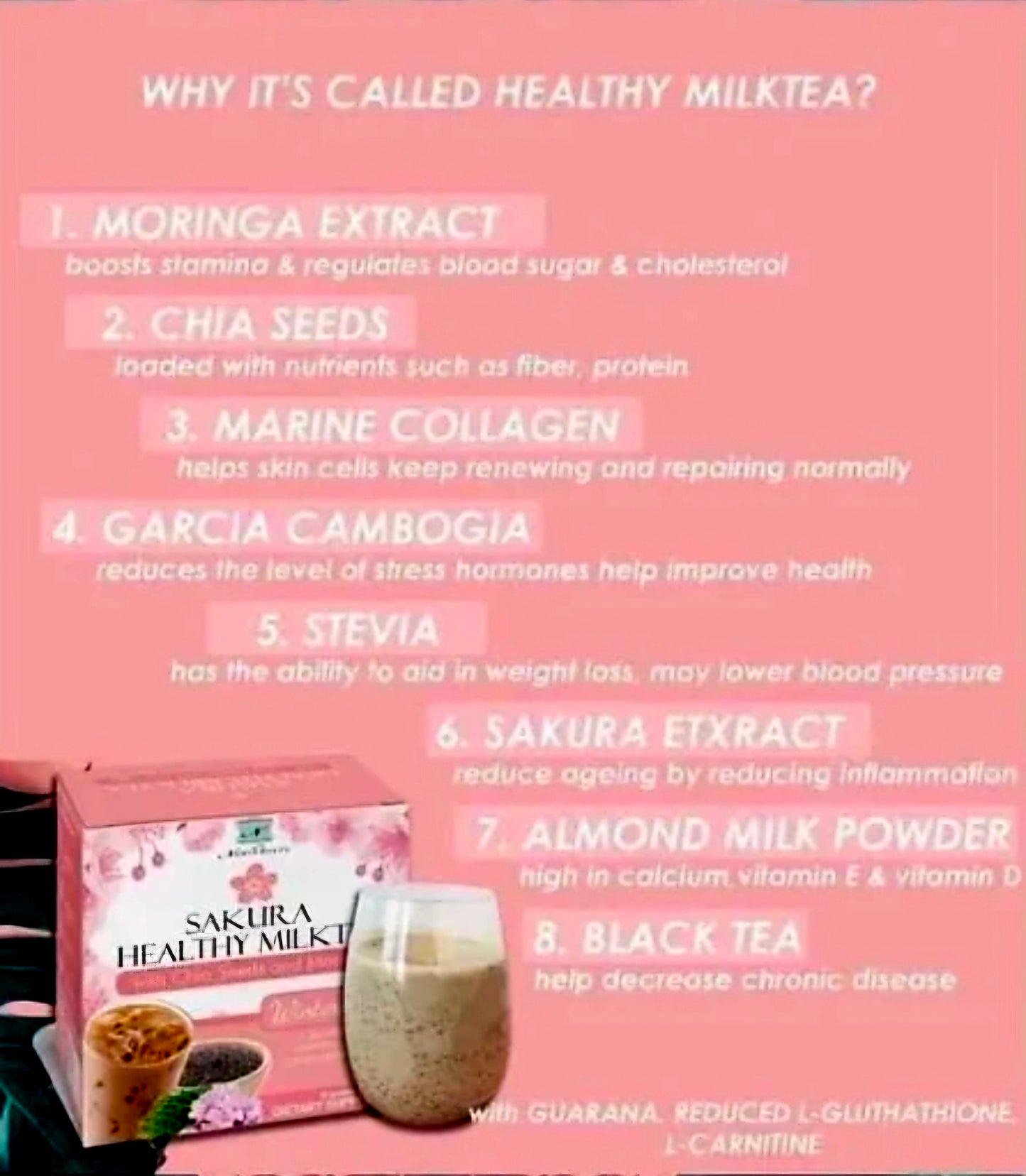 Namiroseus SAKURA HEALTHY THAI MILK TEA with CHIA Seeds & MORINGA 21g x 10-sachets