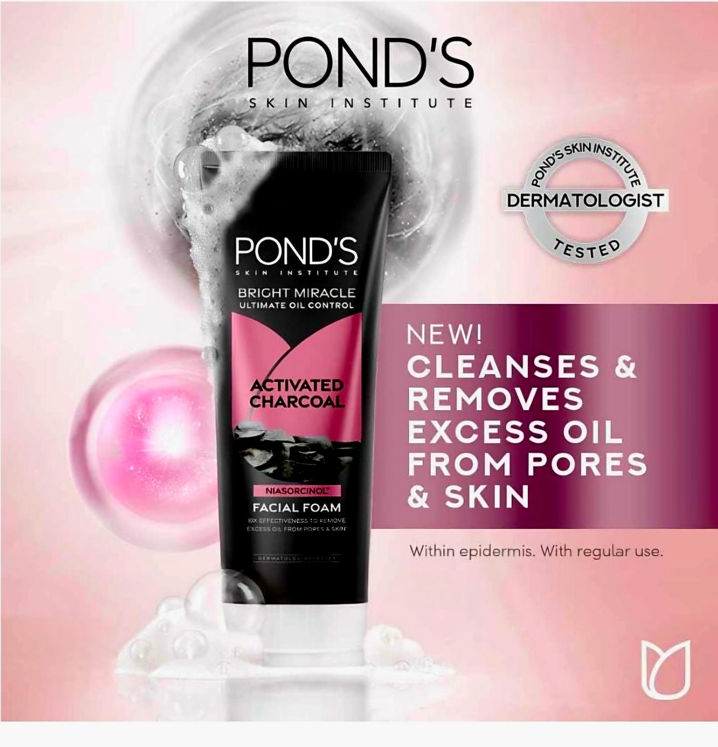 POND'S Bright Miracle Niasorcinol ULTIMATE OIL CONTROL Activated Charcoal 50g
