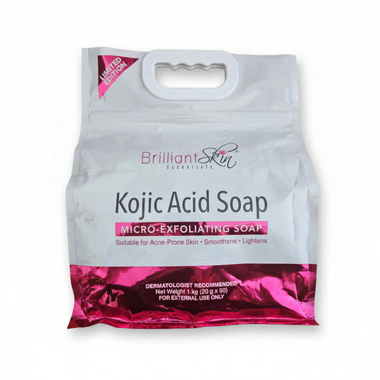 BRILLIANT SKIN KOJIC ACID SOAP MICRO-EXFOLIATING SOAP 1-KILO BUNDLE 20G×50-PCS (TRAVEL SIZE)