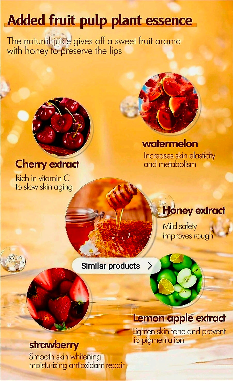 CC Glam & Beauty Propolis LIP MASK in HONEYPOT with Hygienic Lip Applicator 7g (STRAWBERRY)