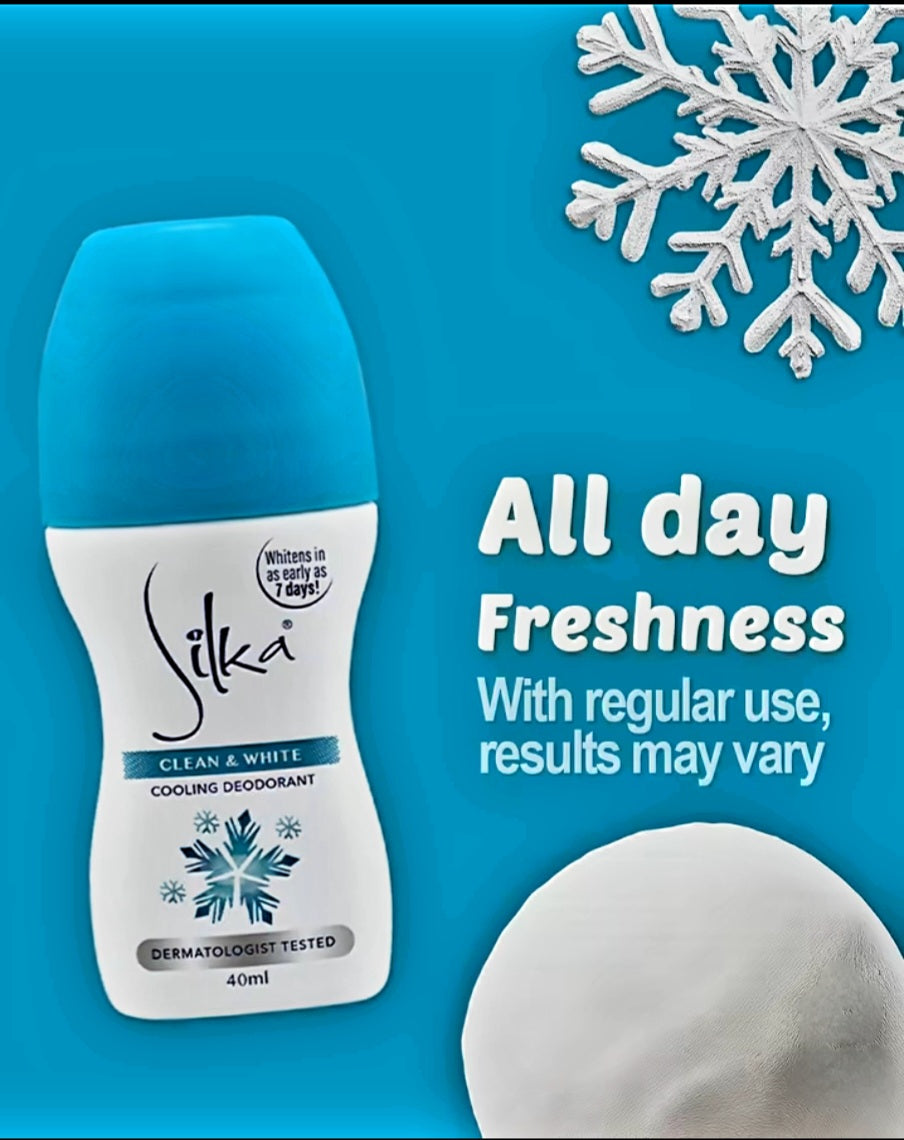 SILKA Clean & White  Deodorant Roll-On 40ml (BLUE)