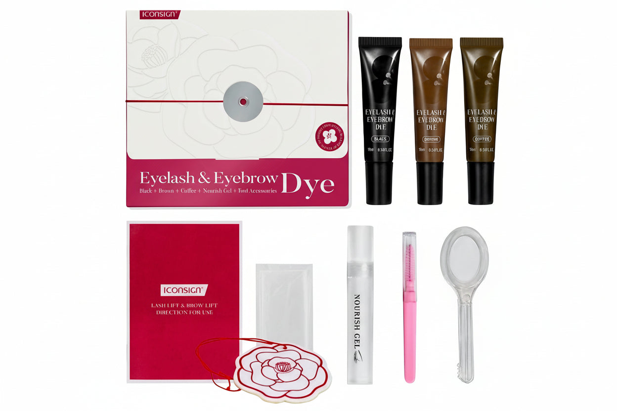Iconsign DIY EYELASH & EYEBROW DYE SET with 3 Colours (Black, Brown, Coffee)