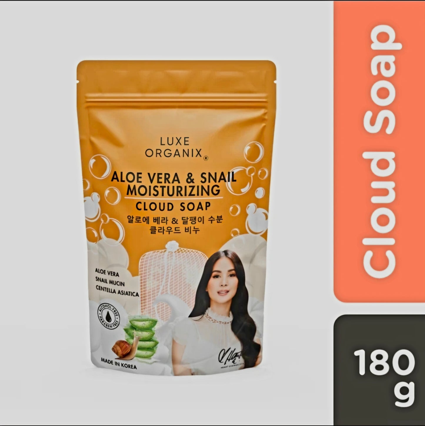 Luxe Organix ALOE VERA & SNAIL Cloud Soap (Foaming Net) 180g SINGLE PACK