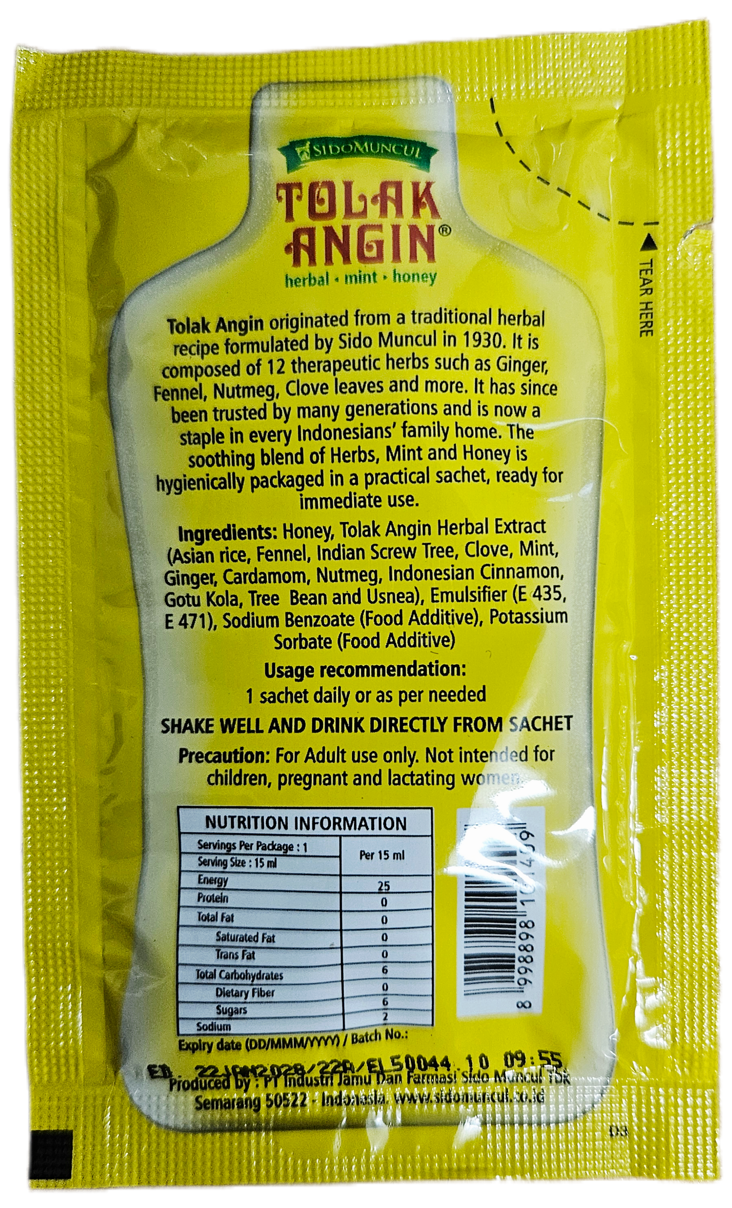 SIDOMUNCUL TOLAK ANGIN HERBAL DRINK 15ML (SACHET)
