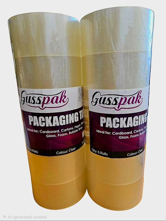 6x Gusspak Premium Packaging Tape ACRYLIC CLEAR 40um 48mm x 75metres (1-bundle/6-pcs)