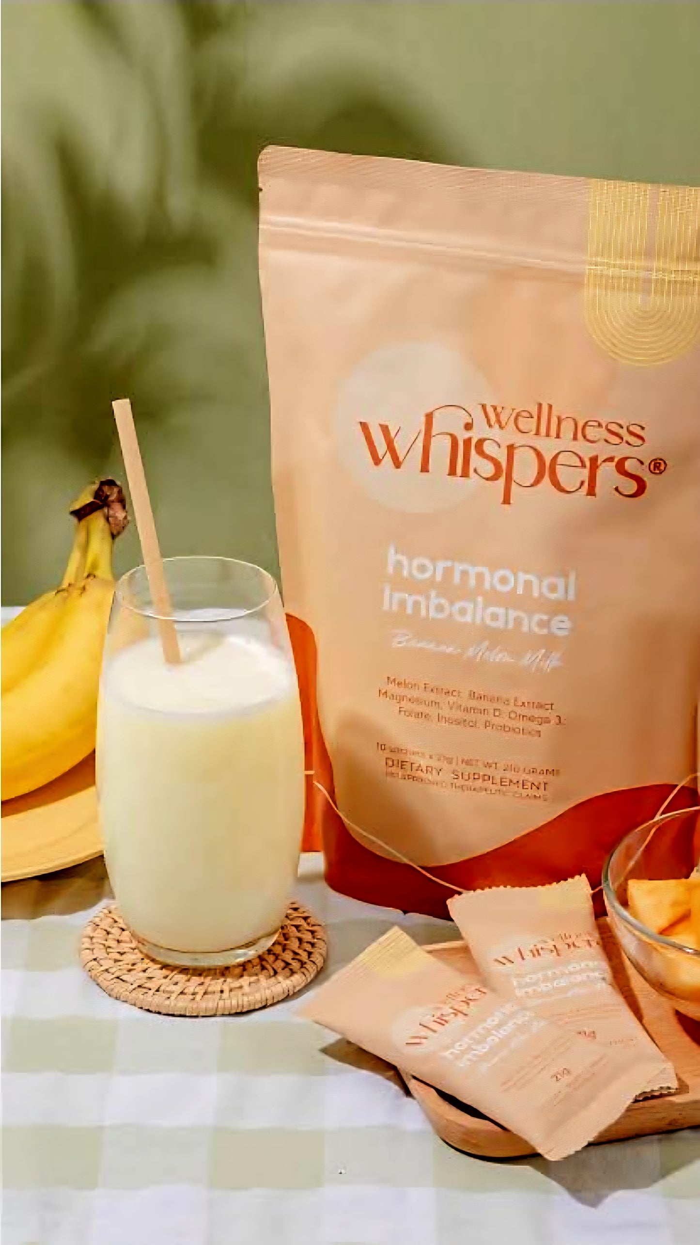 Wellness Whispers PCOS & PERIOD MANAGEMENT Dietary Supplement BANANA MELON MILK 21g×10 sachets