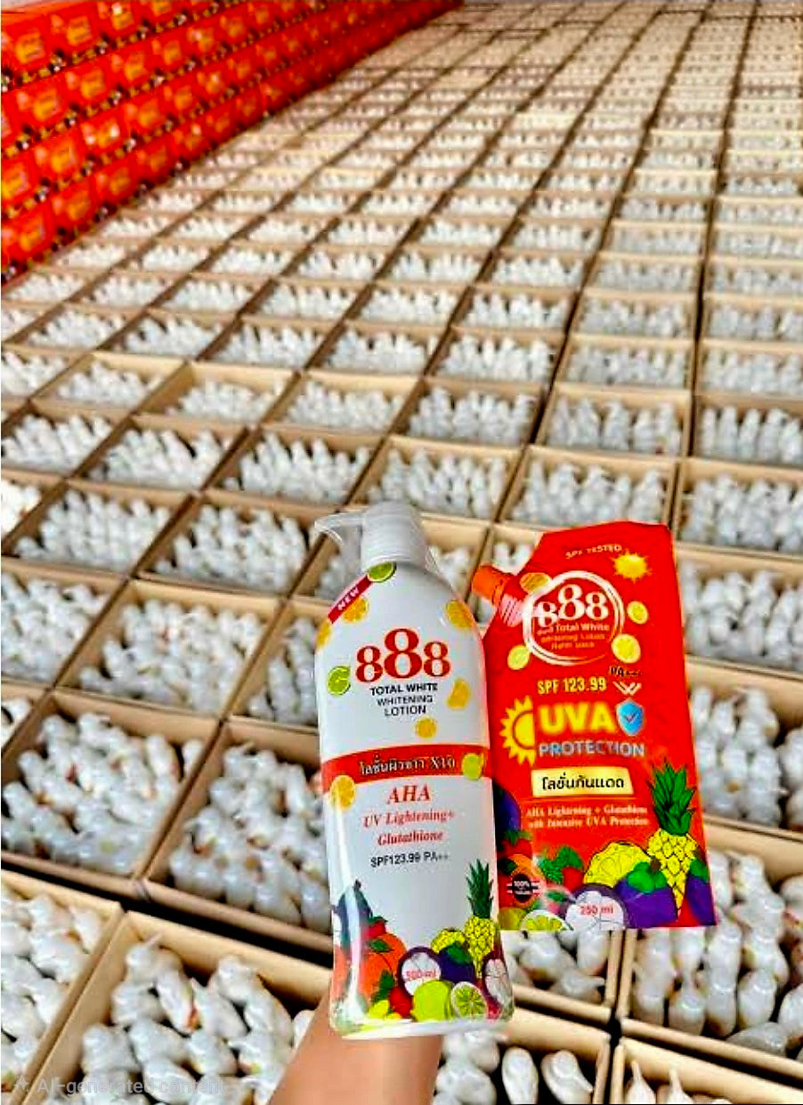 888 Total White Whitening Lotion AHA UV Lightening + Glutathione SPF123.99 PA++ 500ml