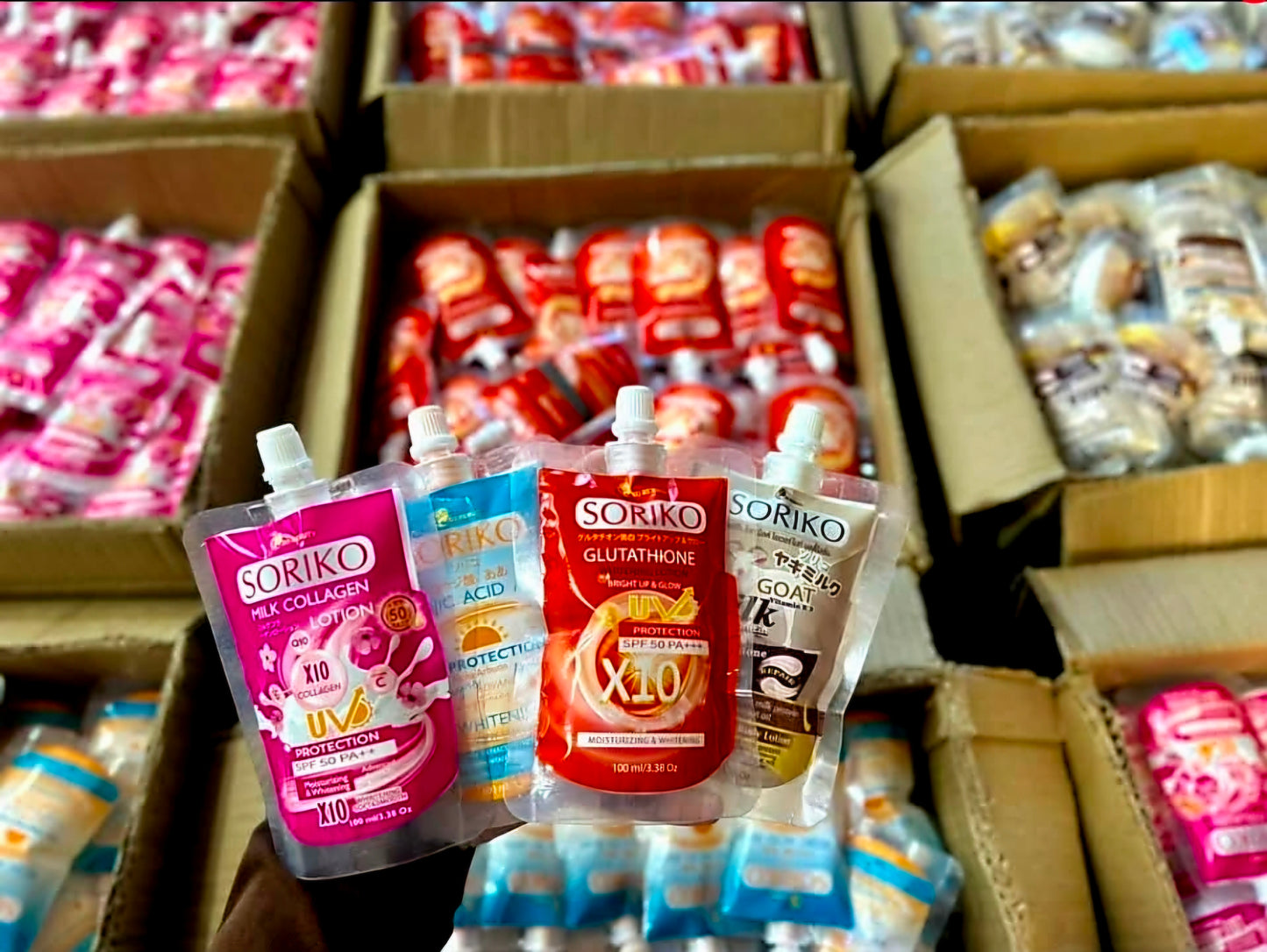 So Beauty SORIKO Milk X10 Collagen Q10 SPF50 PA+++ Lotion 100g TRIAL SIZE POUCH (Thailand)