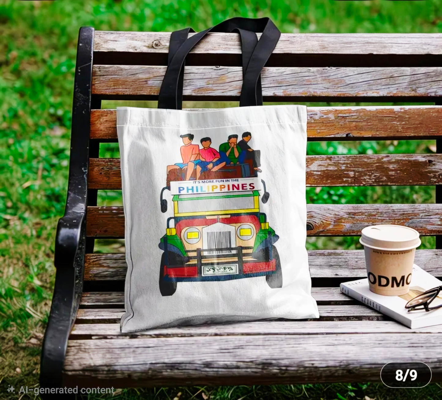 PHILIPPINE Culture JEEPNEY Canvas Tote Bag WHITE