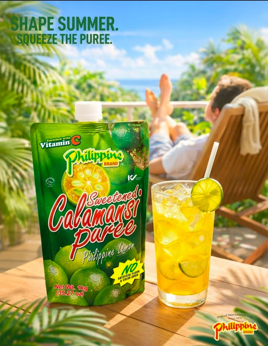 PHILIPPINE BRAND SWEETENED LEMONSITO PUREE 1-KILO POUCH (CALAMANSI)