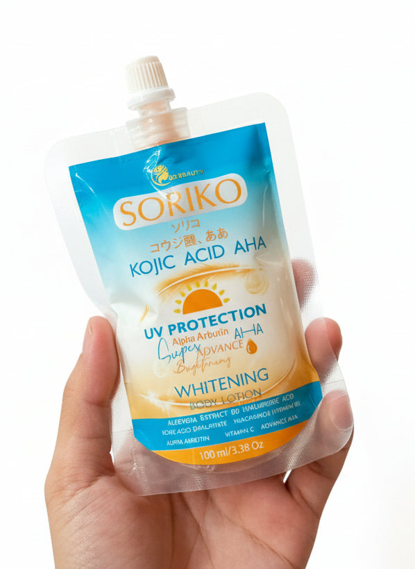 So Beauty SORIKO Kojic Acid AHA Alpha Arbutin  Lotion 100g TRIAL SIZE POUCH (Thailand)
