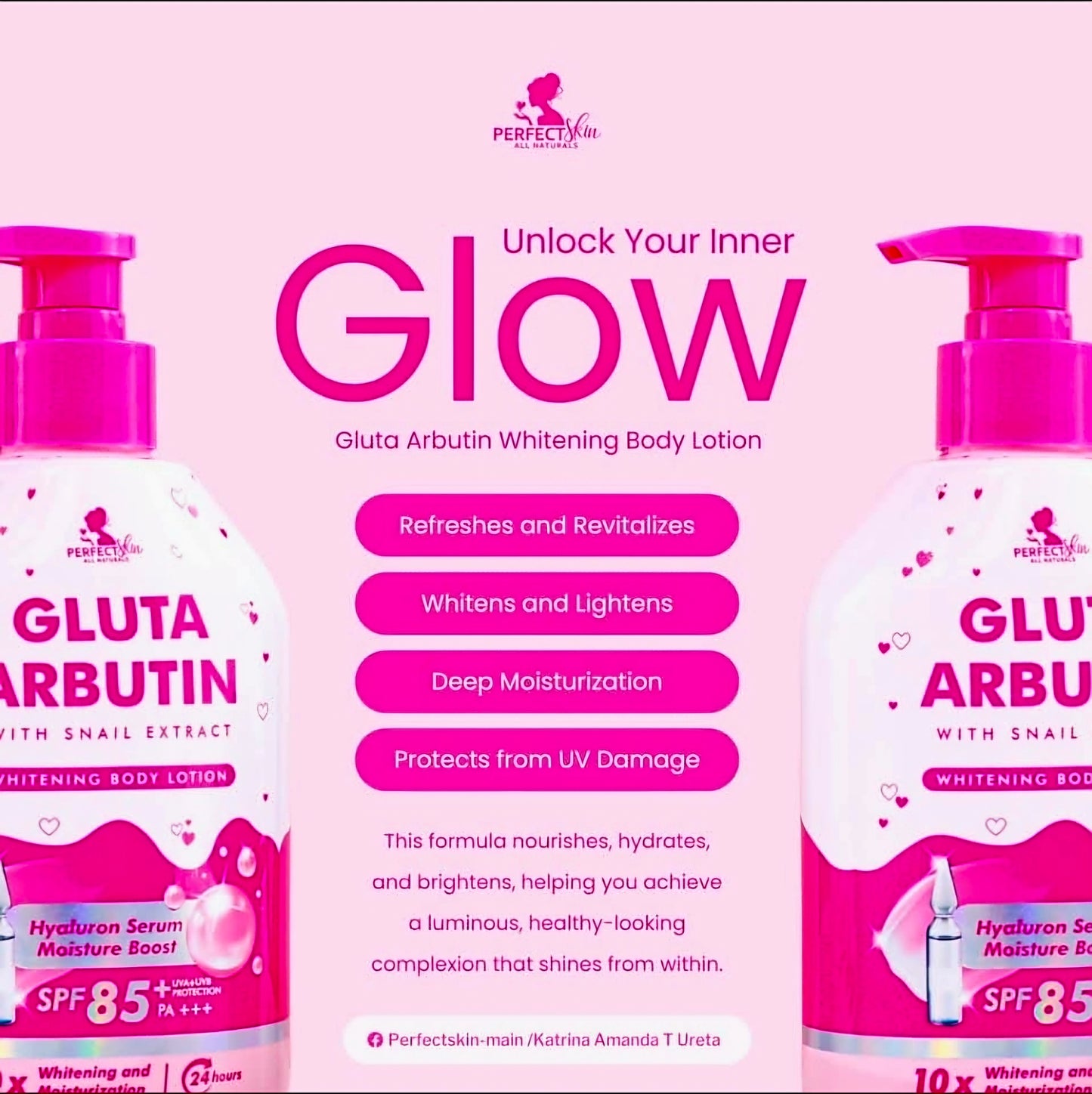 Perfect Skin GLUTA ARBUTIN with SNAIL EXTRACT Whitening Body Lotion SPF85 UVA/UVB PA+++ 250ml