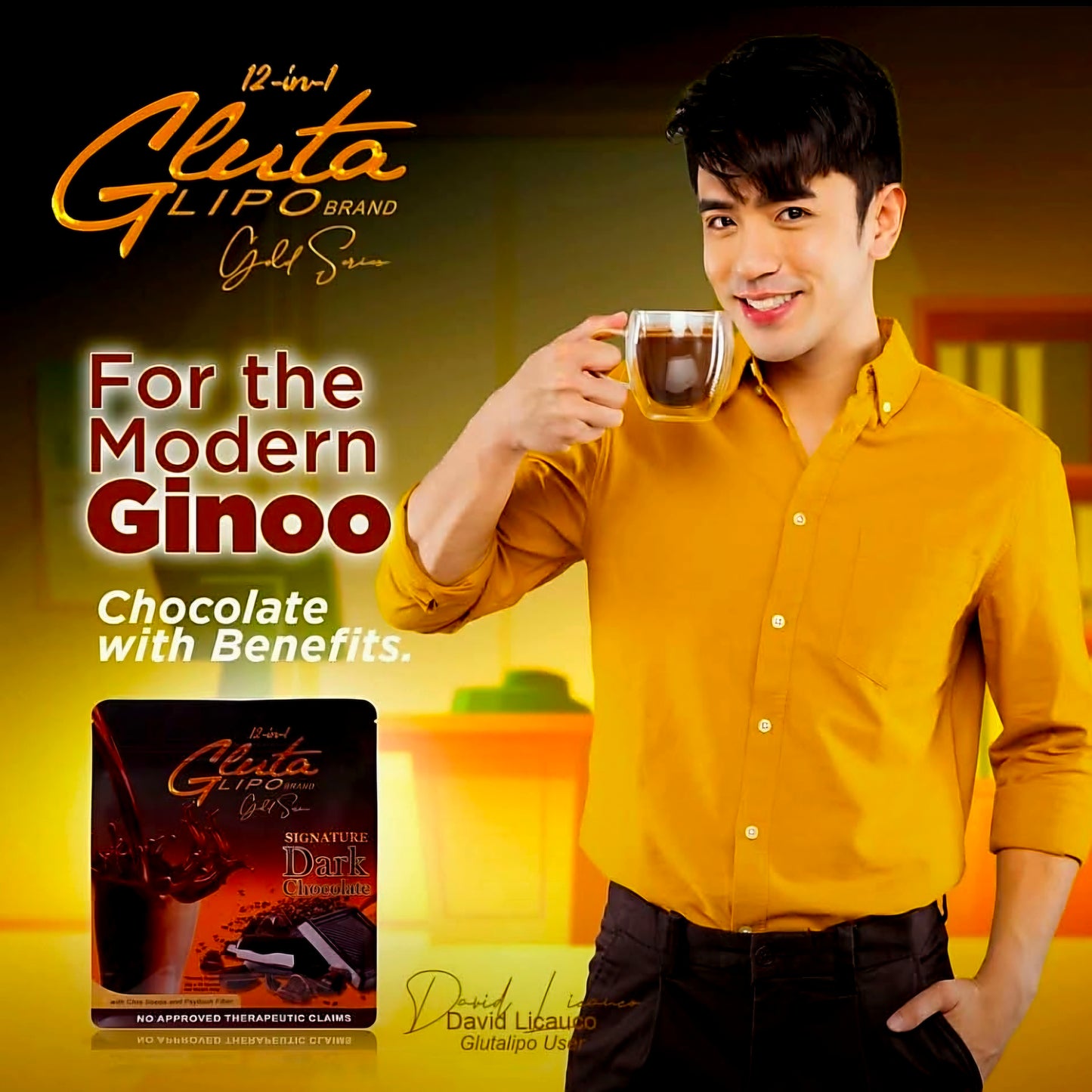 Gluta Lipo Gold Series 12-in-1 Signature DARK CHOCOLATE 10sachets