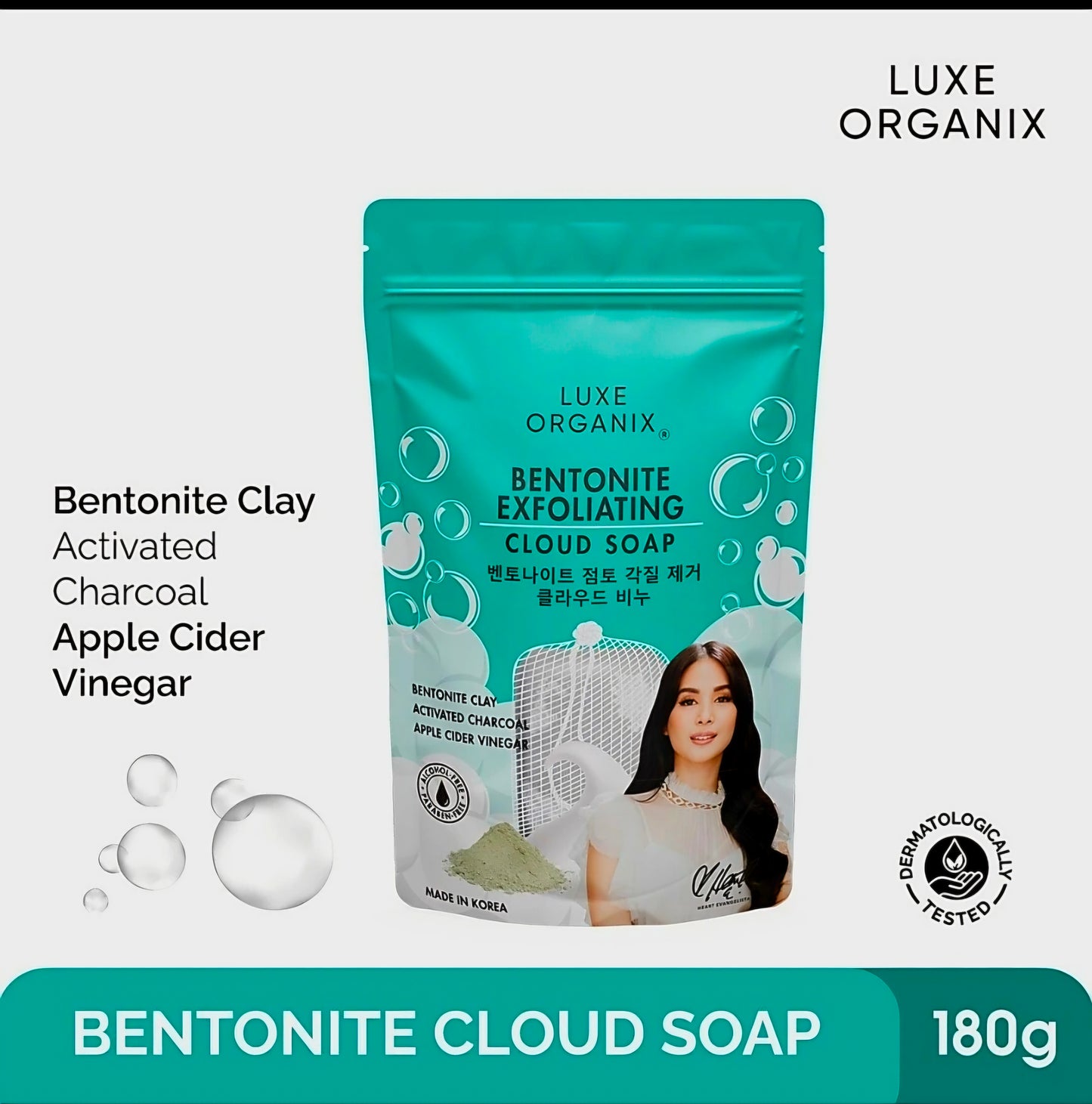 Luxe Organix NIACINAMIDE + BENTONITE Cloud Soap (Foaming Net) 180g SINGLE PACK
